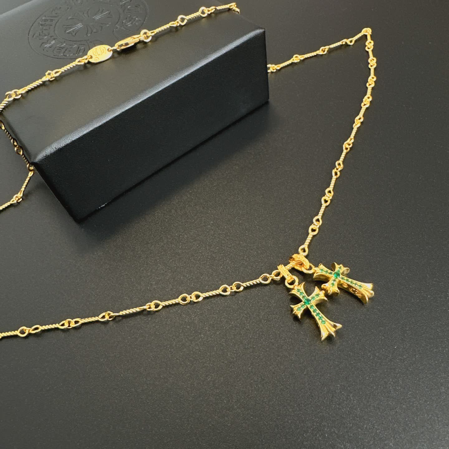 Chrome Hearts Chrone Designs Gold-Plated Cross Pendant Necklace